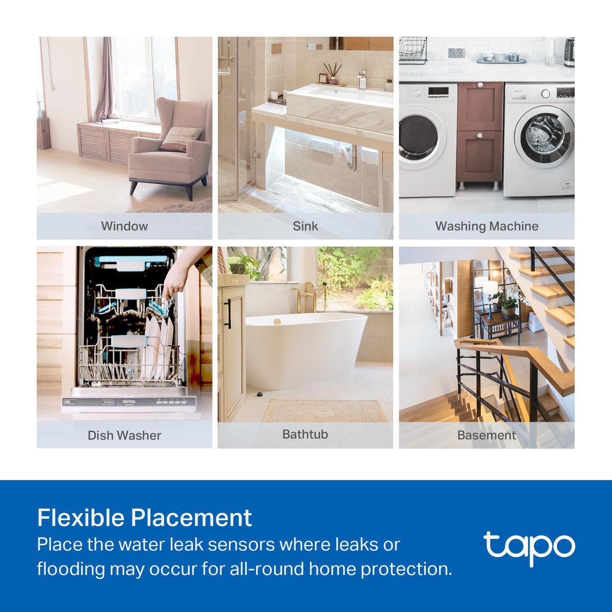 Tapo T300 90 dB alarm provides immediate leakage notification.