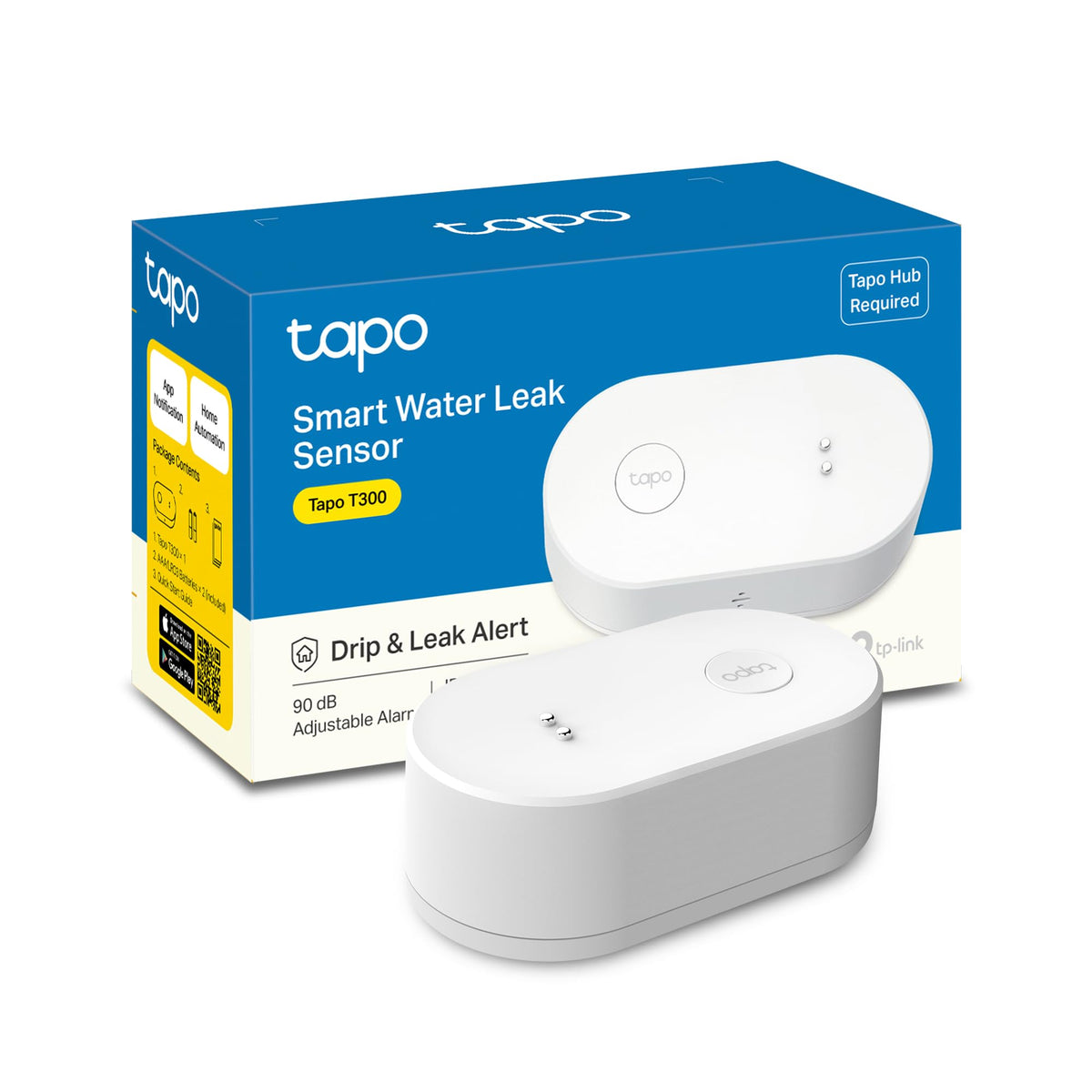 Tapo T300 leak sensor front view ready for rapid leak alerts.