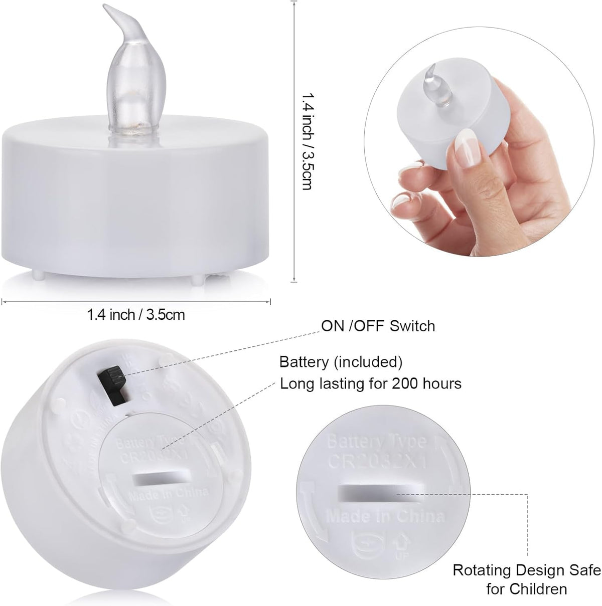 Tappovaly safe wax-free tea light suited for indoor and outdoor use