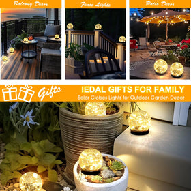 TARANEM solar globe ice flower glass guides yard lighting at dusk