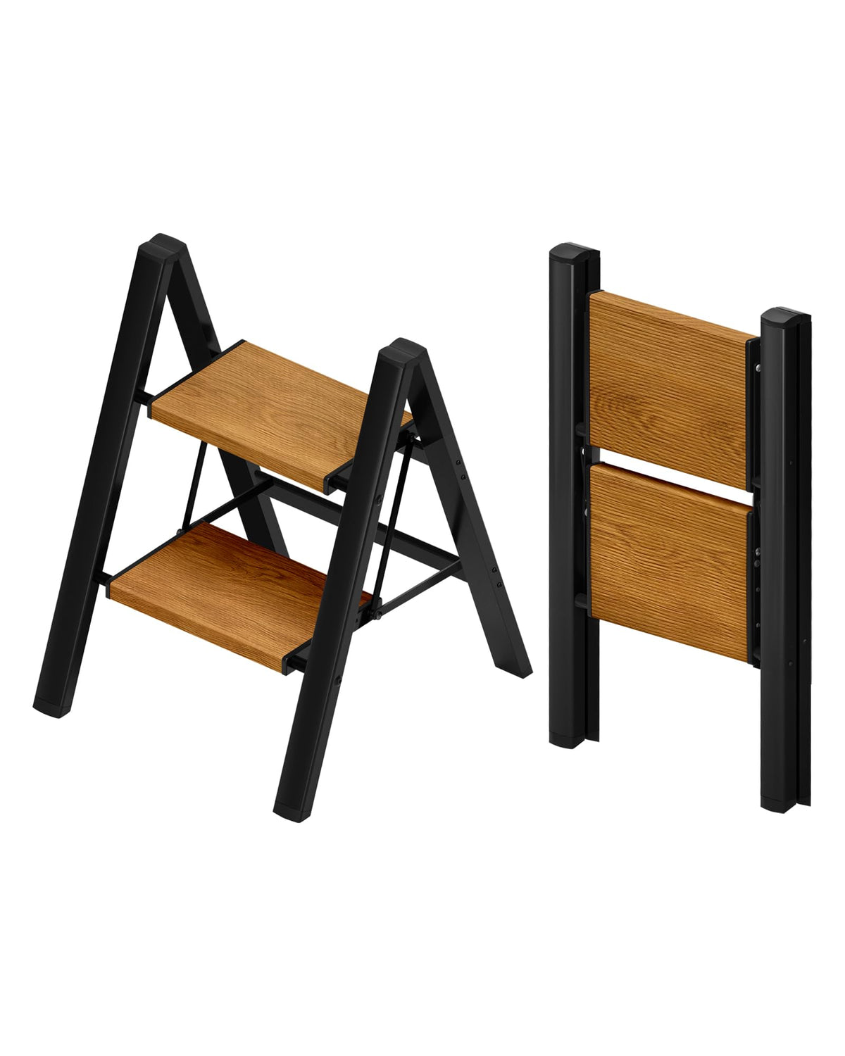 Taranta 2-Step Ladder fully opened for indoor reaching with stable footing.
