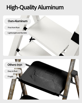 Taranta 3 Step Ladder folded compactly for space-saving storage