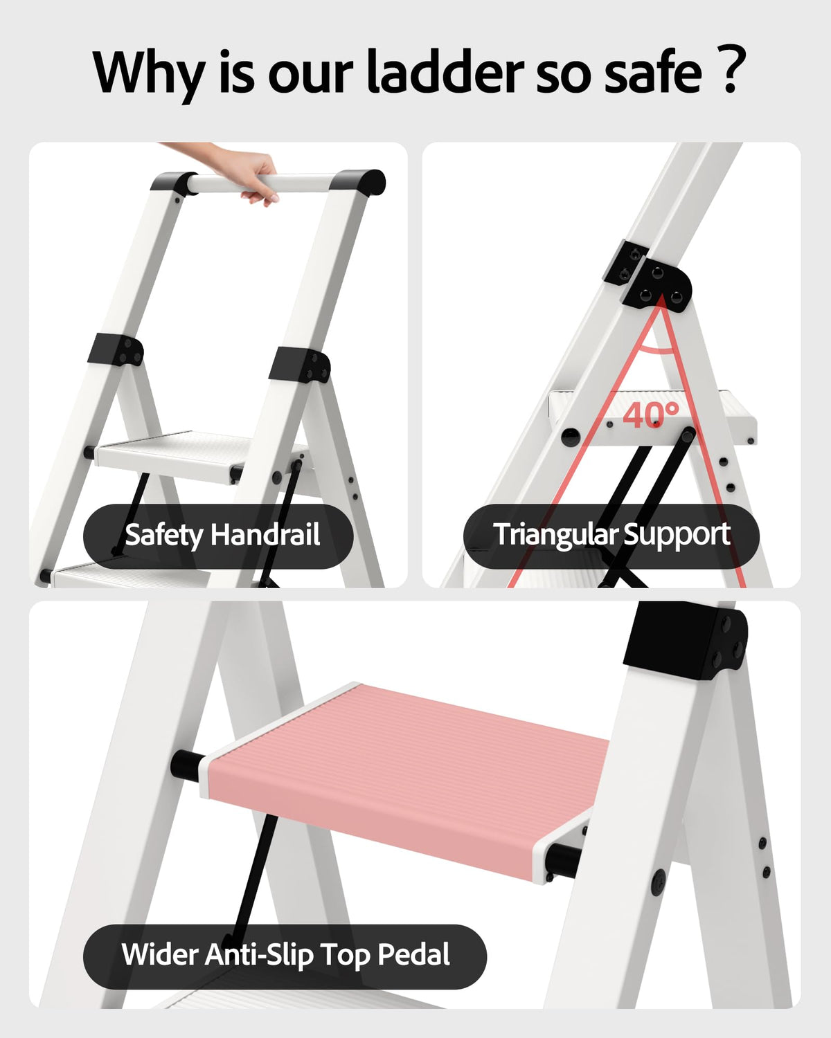 Taranta ladder with smooth handgrip for safe, easy ascent