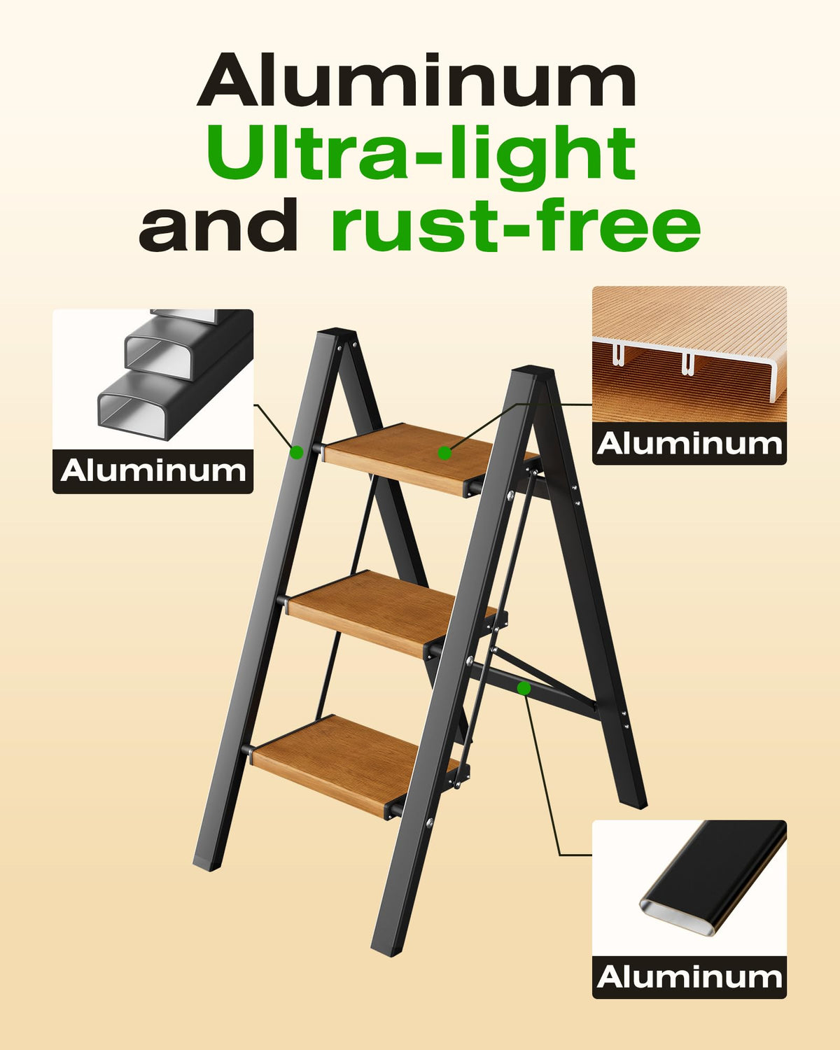 Taranta 3 Step Ladder top step height for planning comfortable use