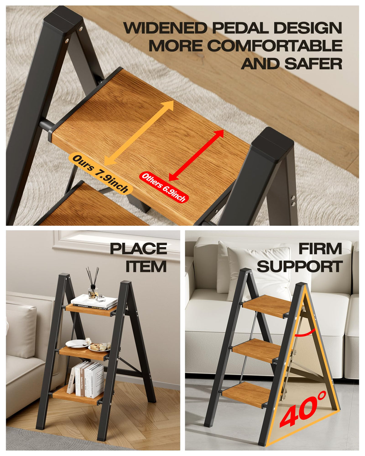Taranta 3 Step Ladder ultra-light frame for easy transport