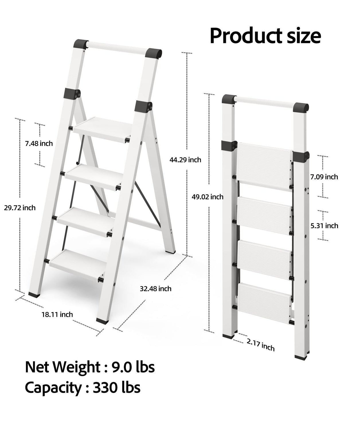 Taranta 4 Step Ladder is lightweight for easy transport