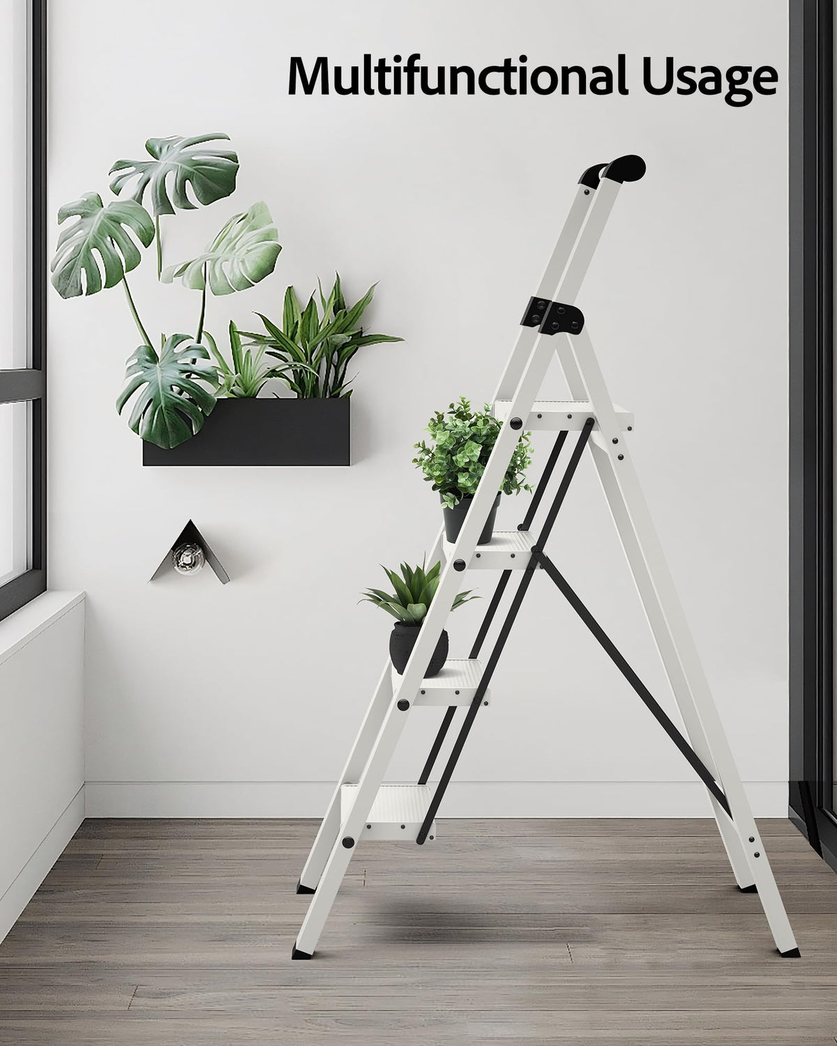Taranta 4 Step Ladder multi-purpose design blends with decor