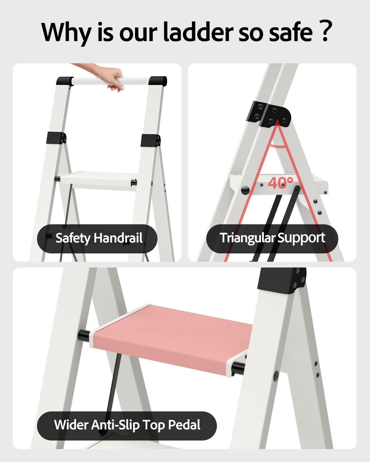 Taranta 4 Step Ladder top step height offers comfortable access