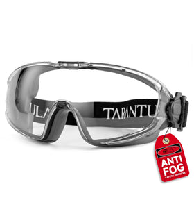 Tarantula safety goggles OTG fit for comfortable over-glasses use.