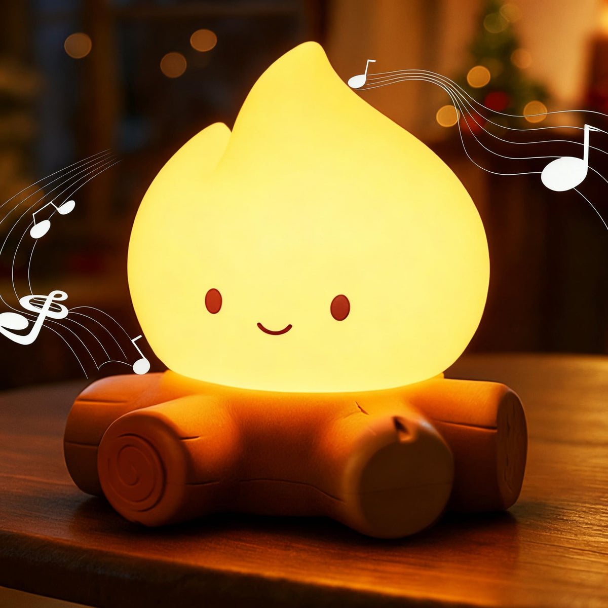 Tarinks Campfire Night Light with flame effect adds cozy indoor ambiance.