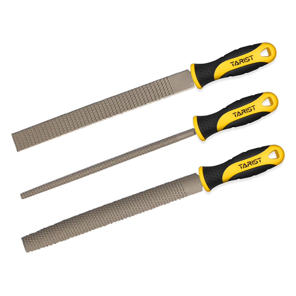 TARIST 3-piece 8-inch wood rasp set, flat view for fast shaping and deburring