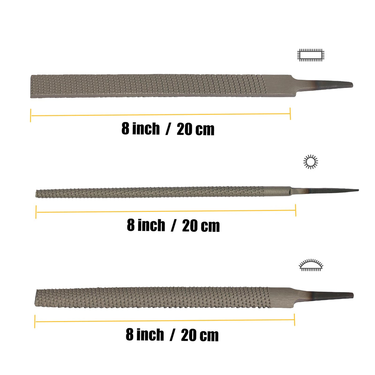 TARIST 3-piece 8-inch wood rasp half-round view for smoothing profiles