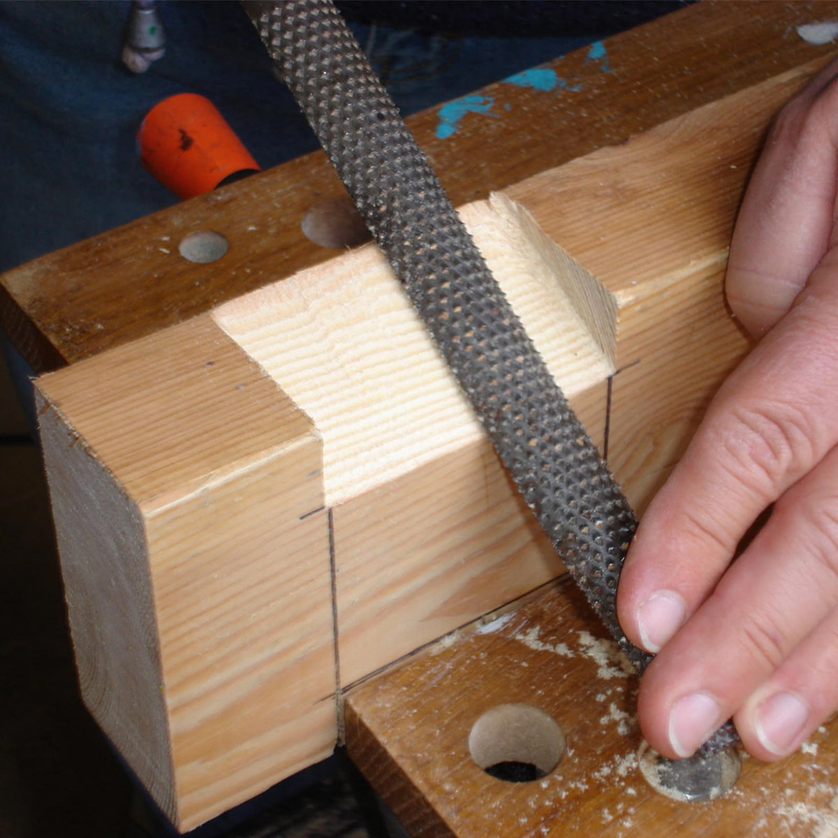 TARIST 3-piece 8-inch wood rasp in-use image showing durable steel teeth