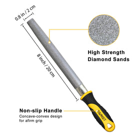 Tarist Diamond File Round 8-inch for quick deburring of corners.