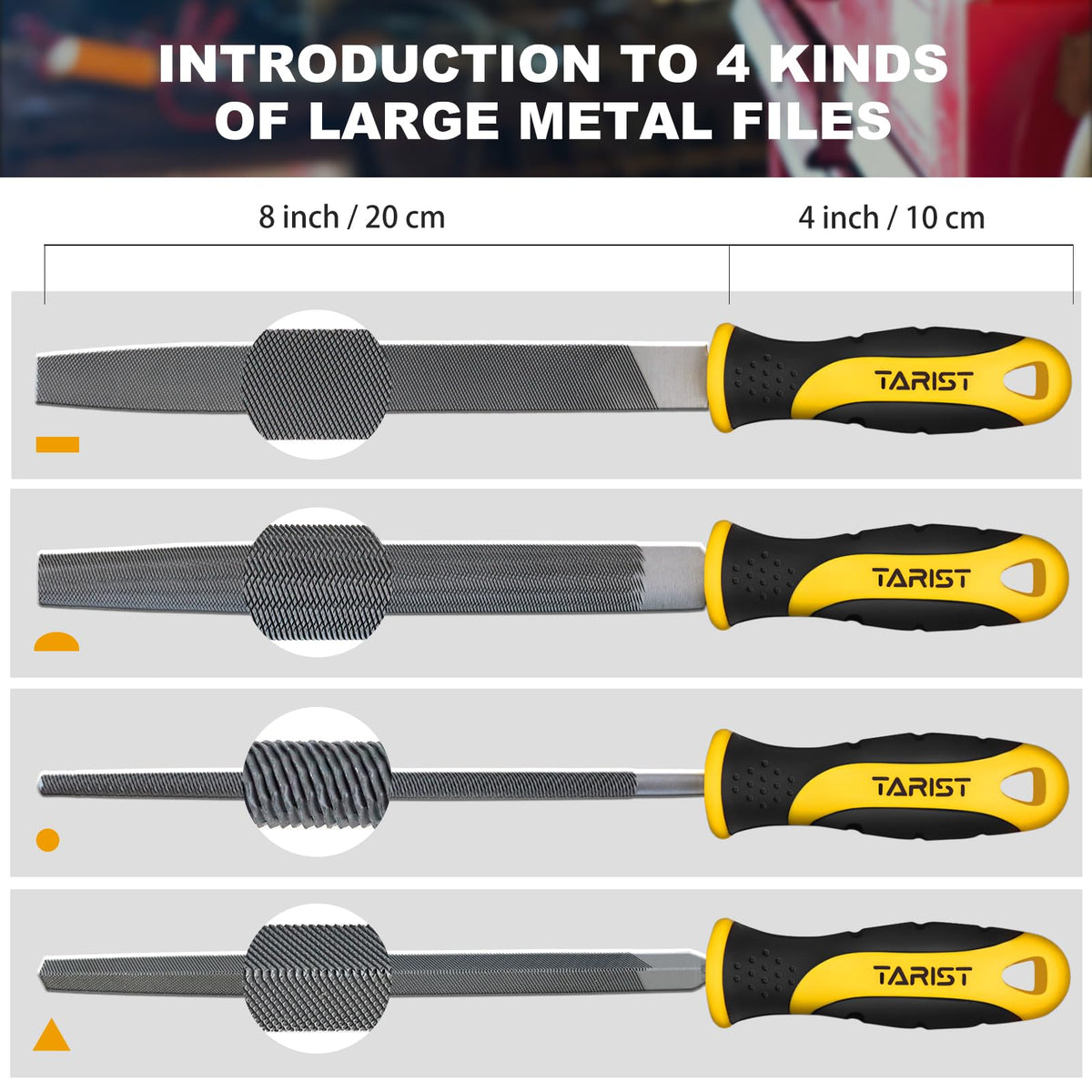 Tarist large metal file close-up—high hardness and durable teeth for smooth deburring