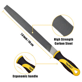 TARIST 8-inch half-round file for smooth curves in metalwork.