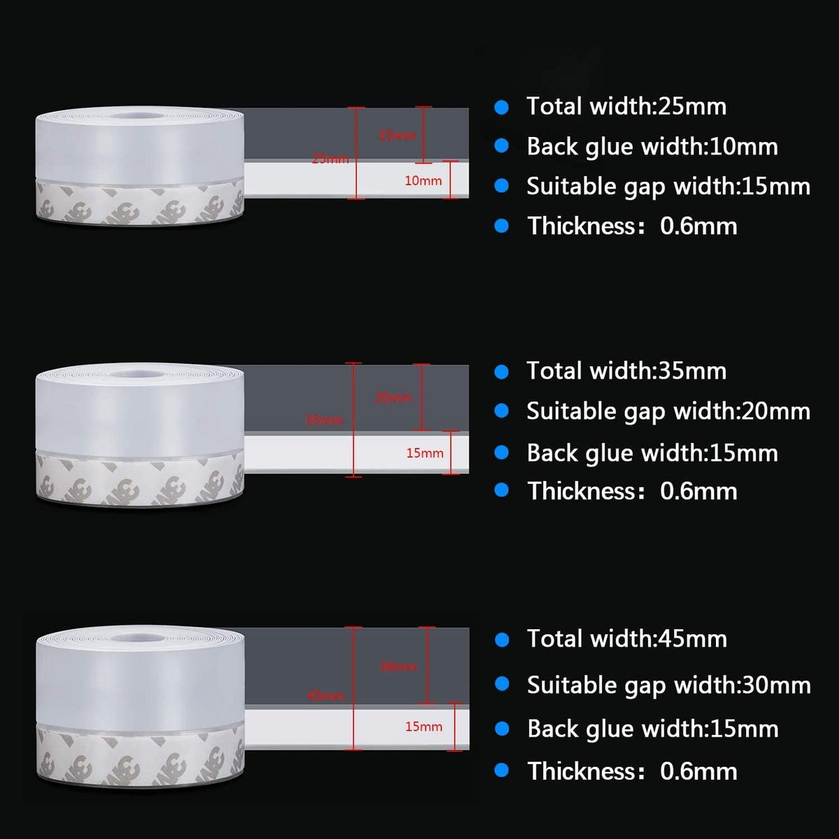 TAROSE silicone weather strip for sliding doors reduces noise and drafts.