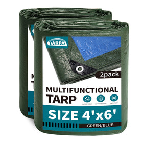 TARPAL green waterproof tarp protecting a wood pile from rain.