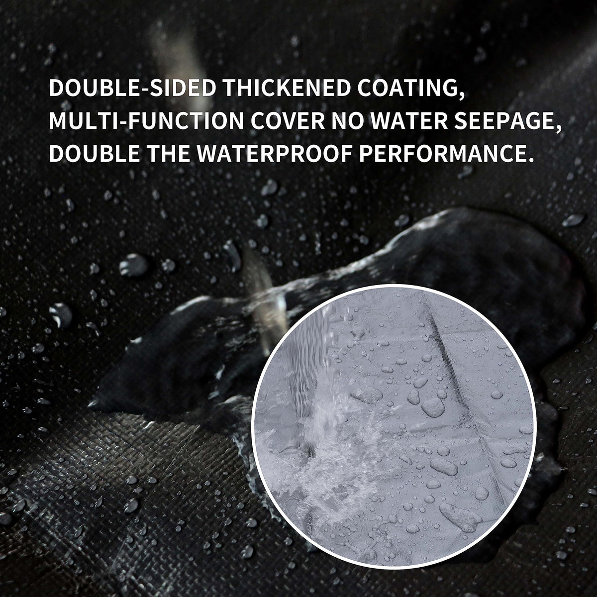 TARPAL dense metal grommets emphasize secure tie-downs for outdoor setups.