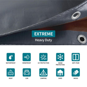 TARPAL waterproof 20mil tarp protects equipment from rain.
