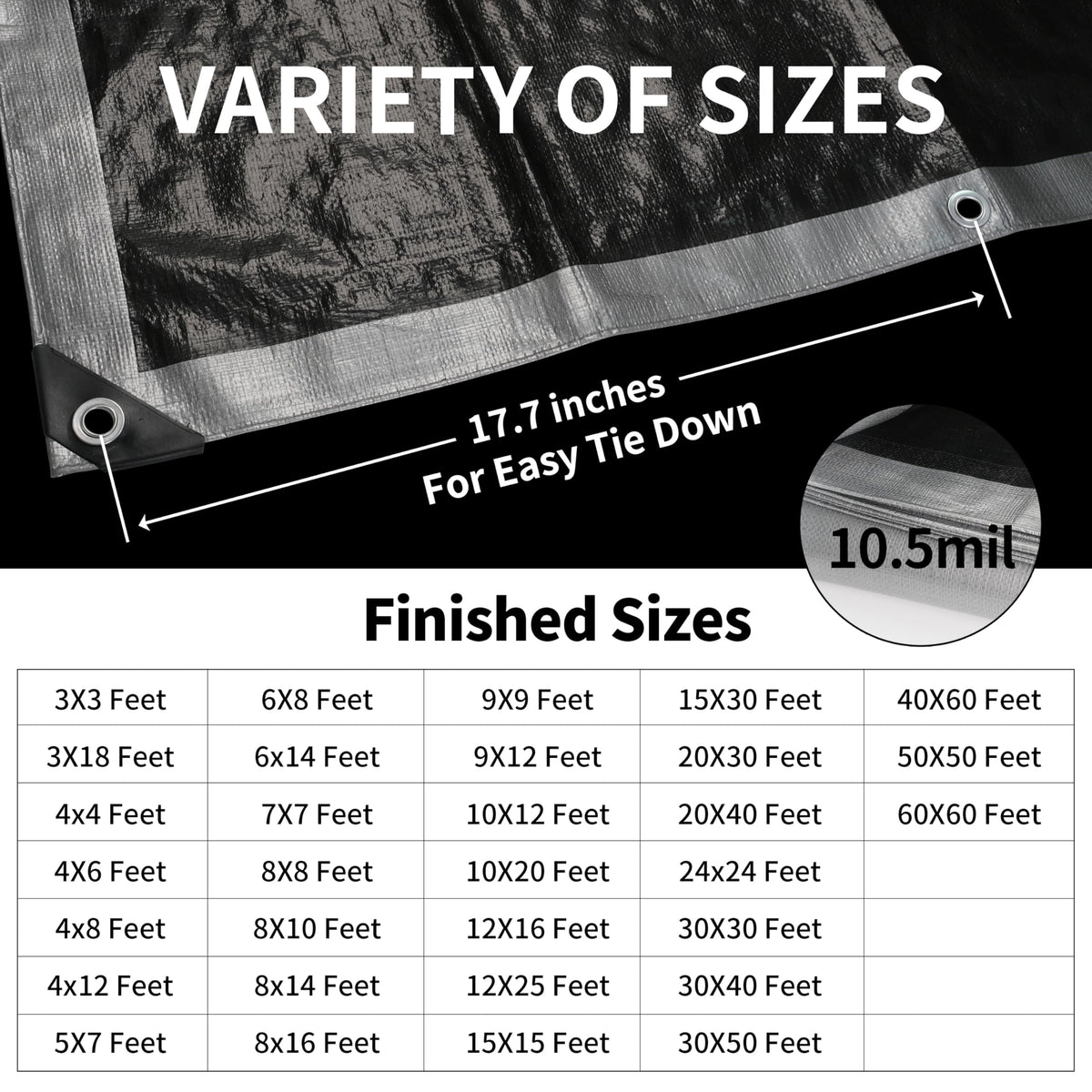 TARPAL waterproof protection layout illustrating versatile coverage for sheds and equipment.
