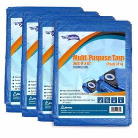 Tarpuglider blue 8x10 tarp spread for outdoor protection against rain