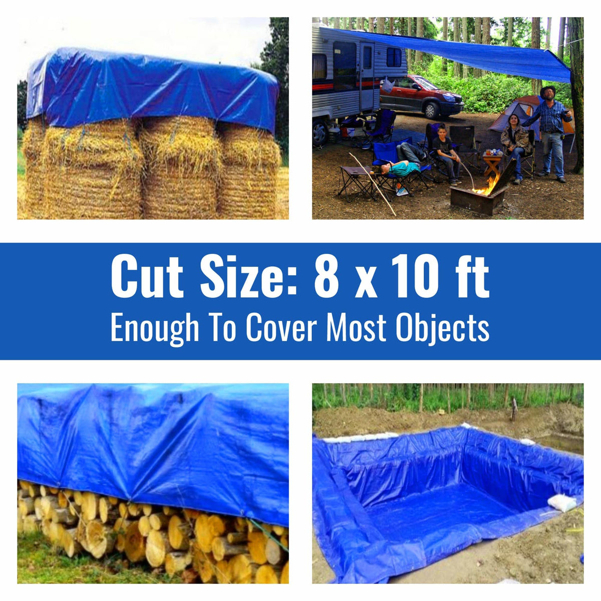 Tarpuglider blue tarp rope-reinforced hems add tear resistance