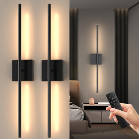 Tartek battery wall sconce set 2 in matte black provides warm wireless lighting for living spaces.