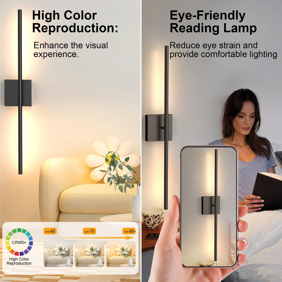 Tartek wall sconce 10000mAh rechargeable battery delivers long hours of illumination.