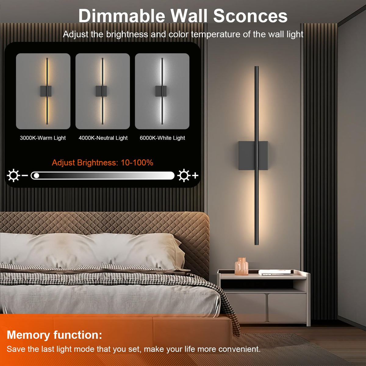 Tartek wall sconce remote-control function enables easy brightness and temperature adjustment from anywhere.