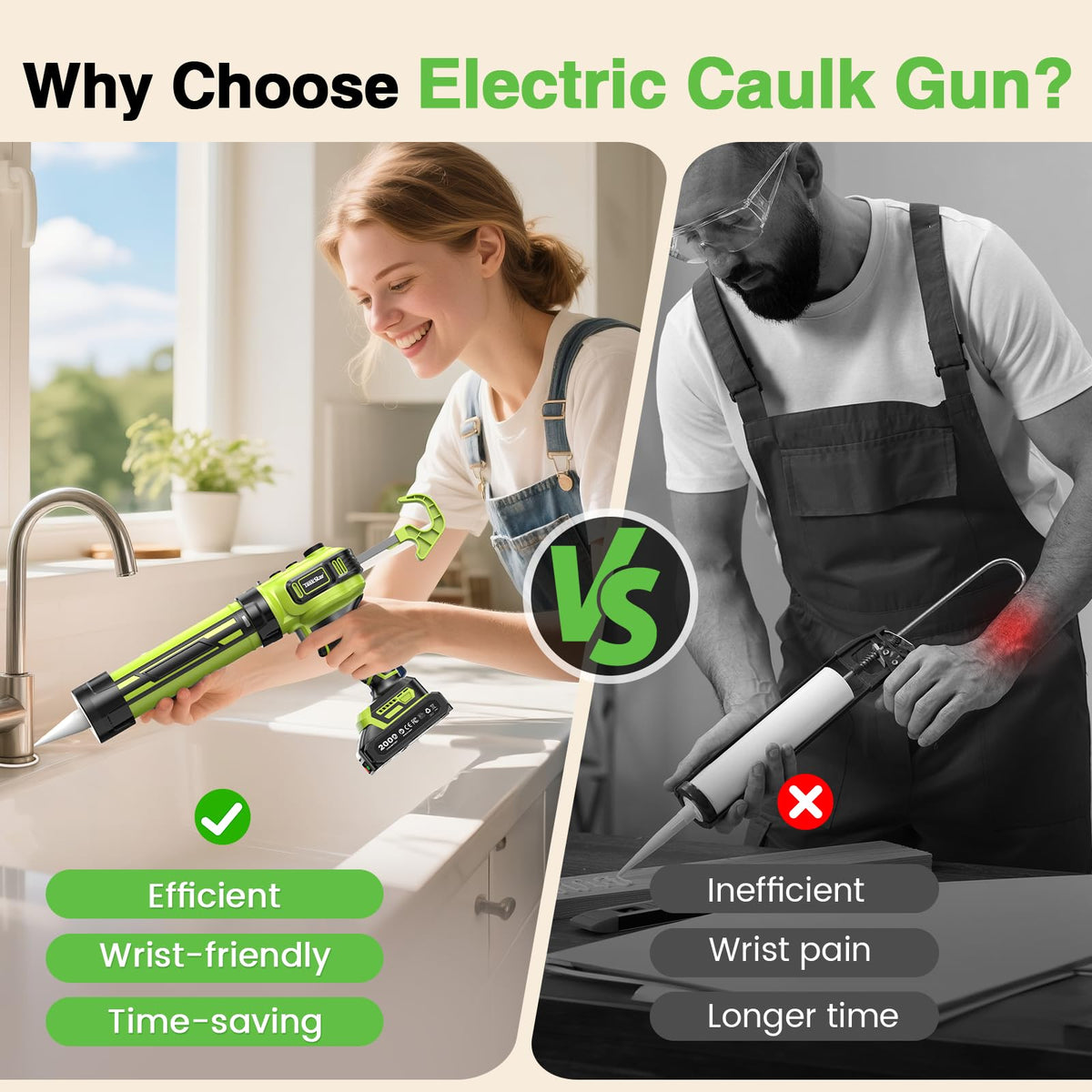 Taskstar anti-drip mechanism keeps surfaces clean during sealing work.