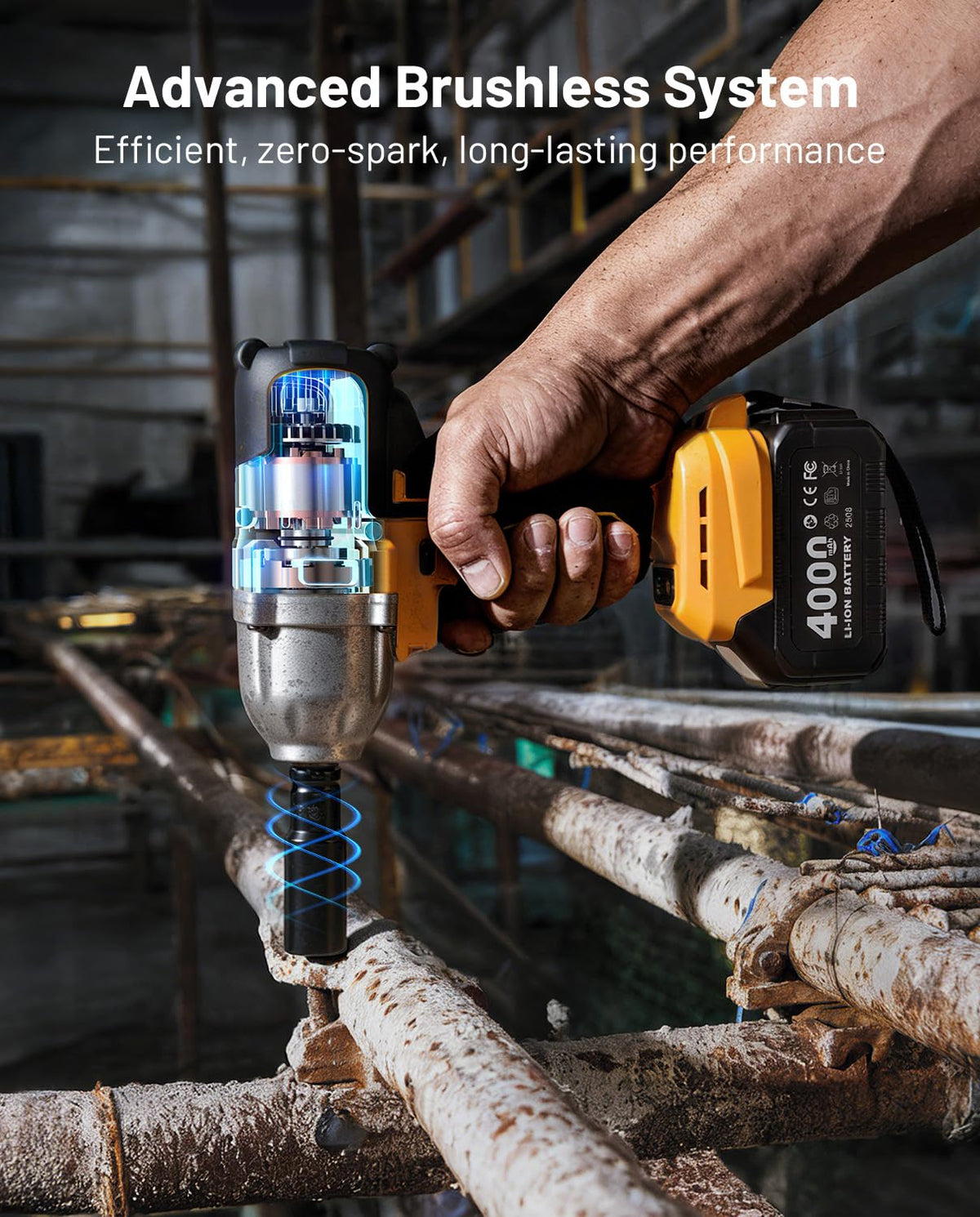 TaskStar built-in LED light illuminates dark work areas clearly.