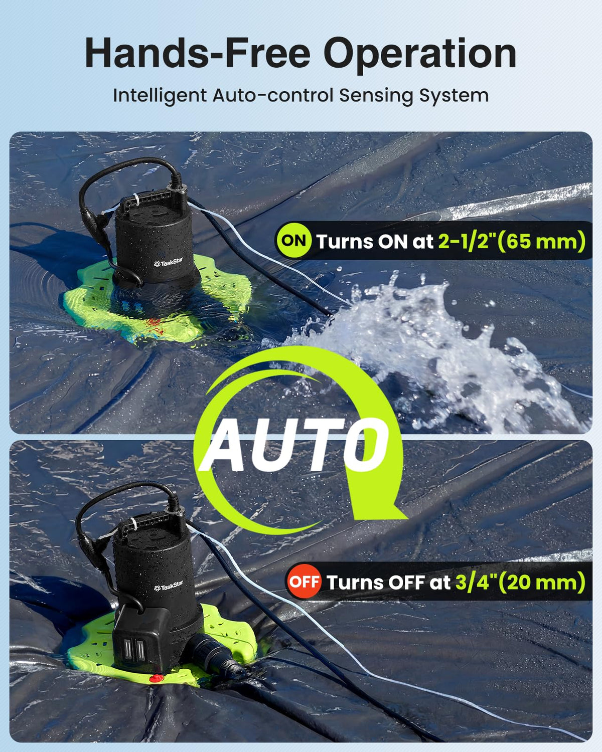 TaskStar convertible base demonstrates dual-use for pool drain and submersible pump.