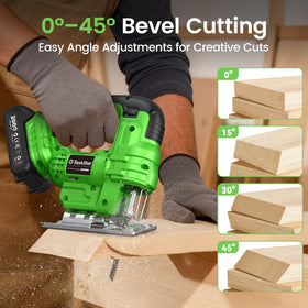 TaskStar jig saw cuts wood, metal, and PVC with included blades
