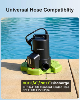 TaskStar pump with thermal overload protection prevents burnout during operation.