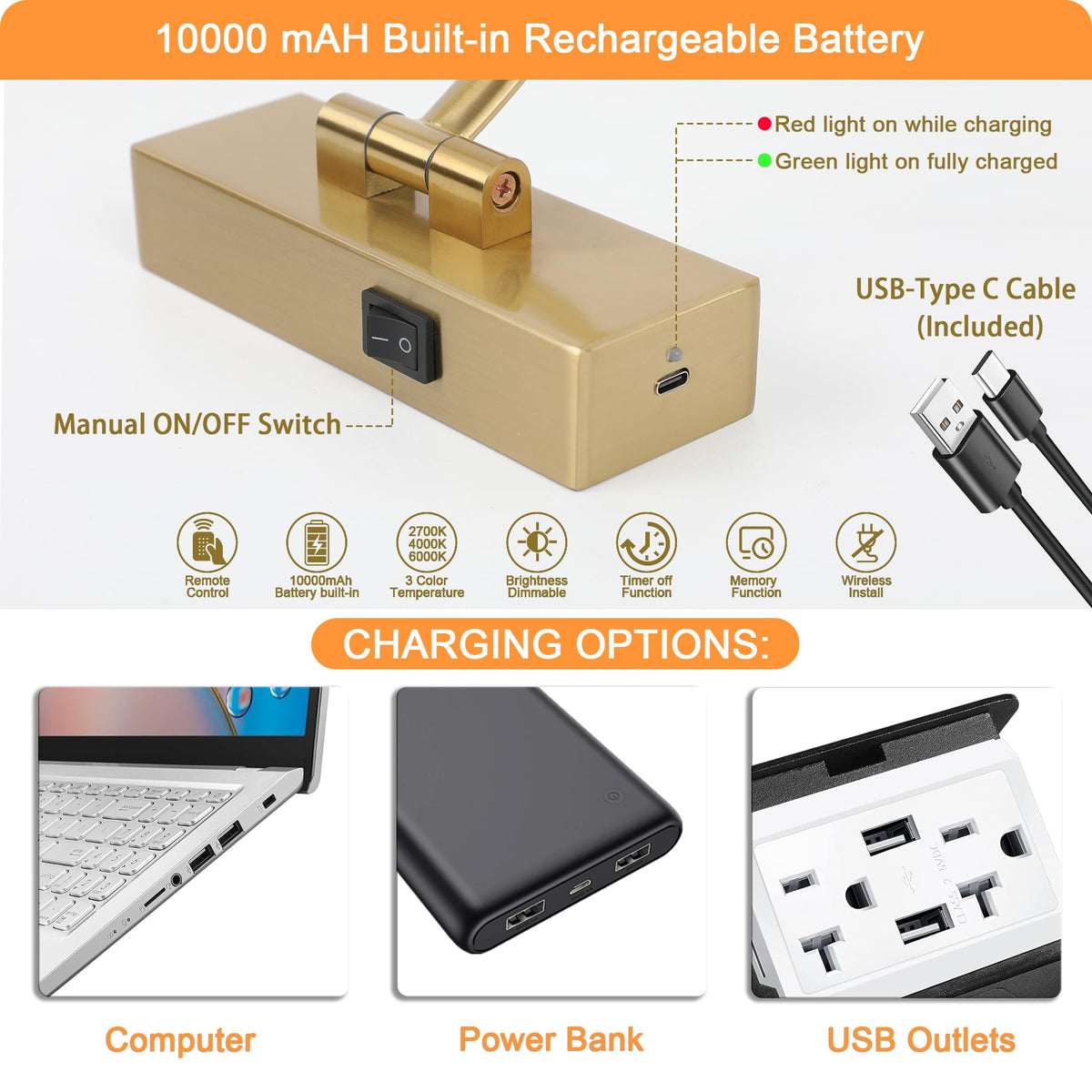 Tassuowell detachable bracket allows easy removal and charging