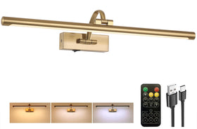 Tassuowell brass picture light with remote provides 2700K warm artwork glow