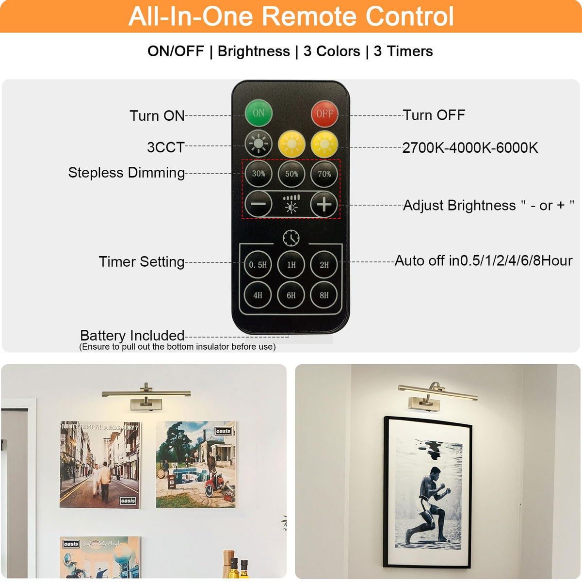 Tassuowell LED Picture Light auto-timer feature powering off after set duration