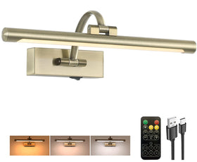 Tassuowell LED Picture Light front view showing cordless wall installation for artwork