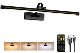 Tassuowell picture light with remote controls color temperature over artwork.