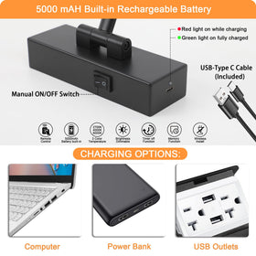 Tassuowell rechargeable battery charging keeps gallery lighting ready.