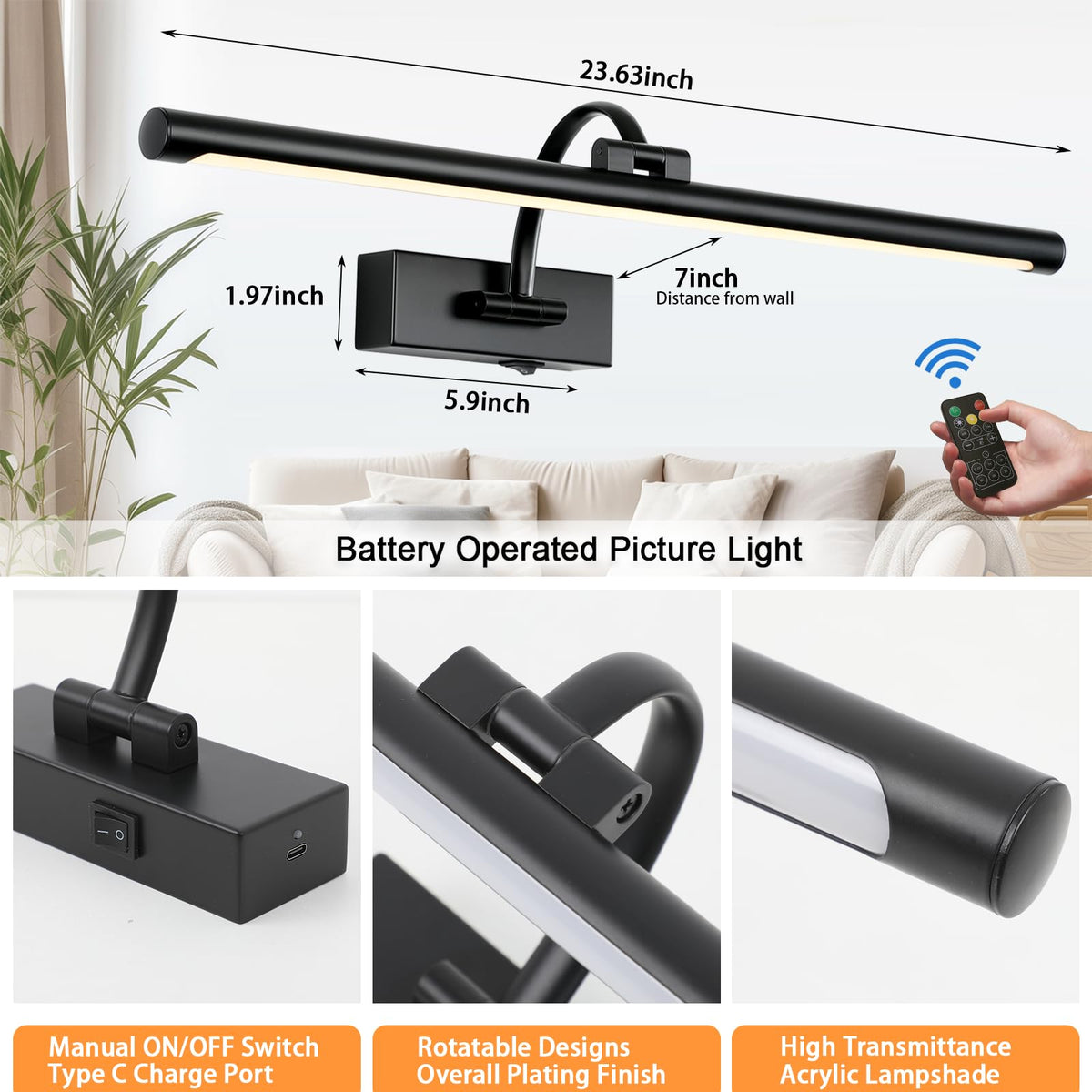 Tassuowell rotatable lamphead and swing arm adjust light direction for art.