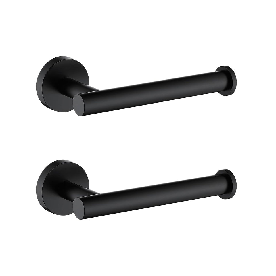 TASTOS round matte black toilet paper holder set (2-pack) for coordinated bathroom style.