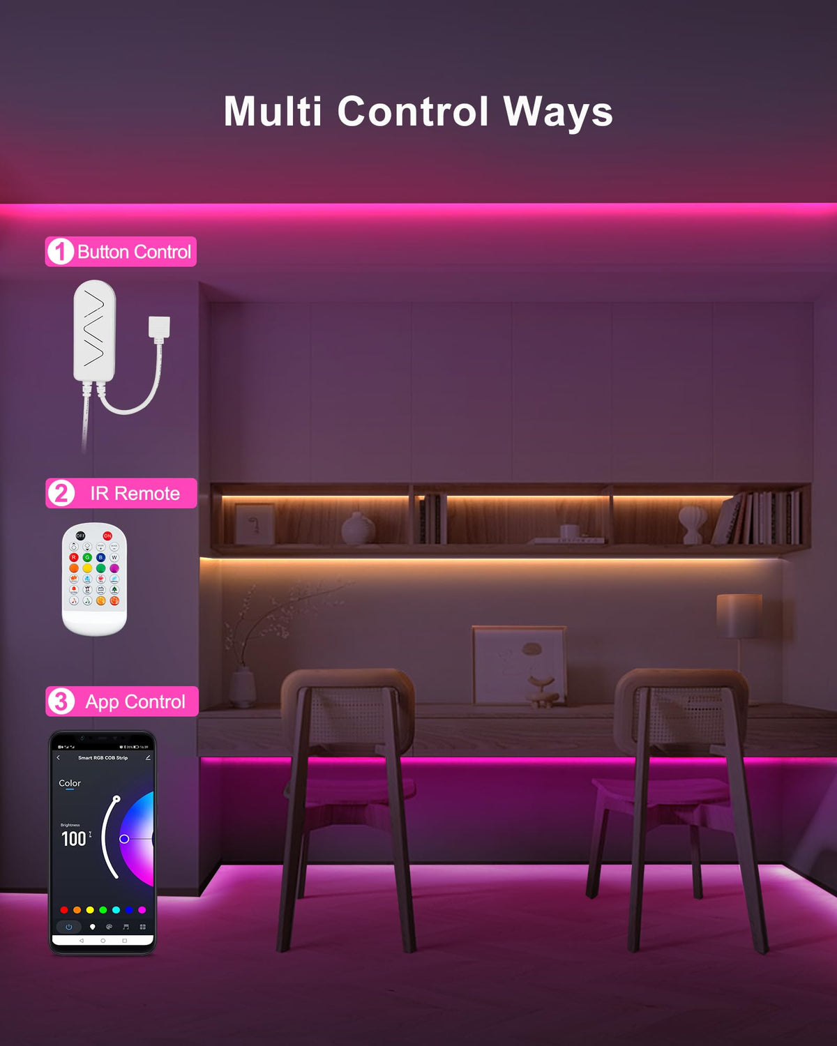 Tatazone bright COB LED strip delivers even illumination for living spaces.