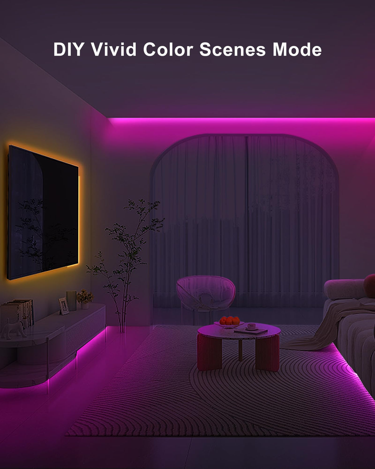 Tatazone color-changing modes for dynamic living room scenes.