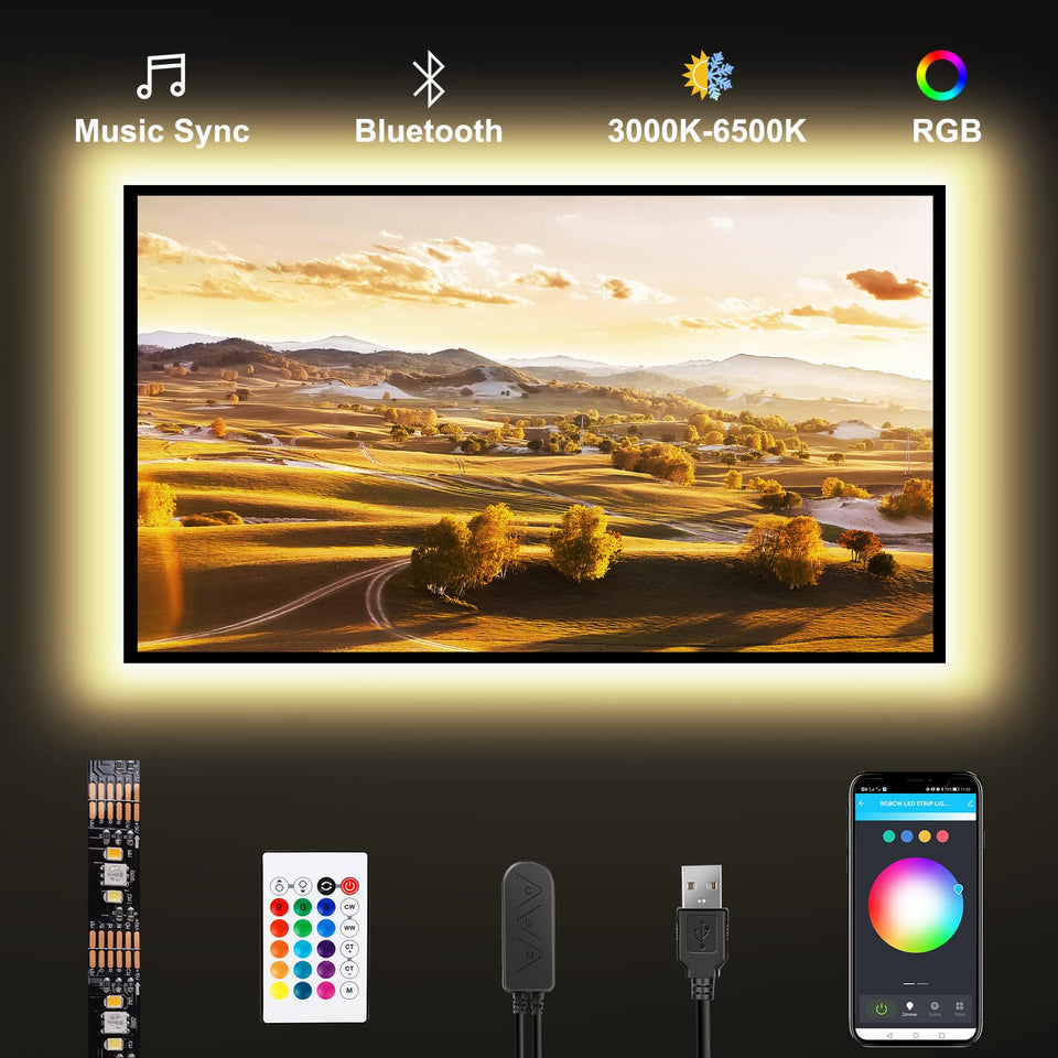 Tatazone RGBWW TV backlight for 70-75 inch screens with vivid color and even glow.