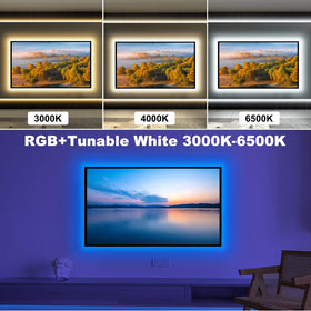 Tatazone behind-TV installation demonstrates flexible strips for seamless fit.