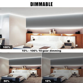 Tatazone white COB LED strip in bedroom creating ambient daylight brightness