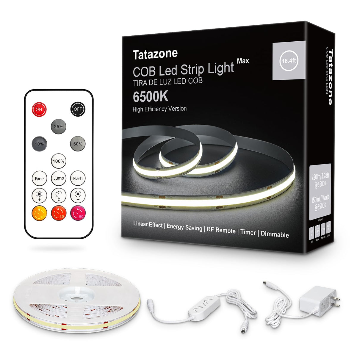 Tatazone white COB LED strip light on kitchen counter delivering vibrant, even illumination