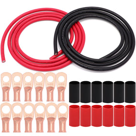 Taukealugs 6 AWG red and black battery cable ready for high current connections.